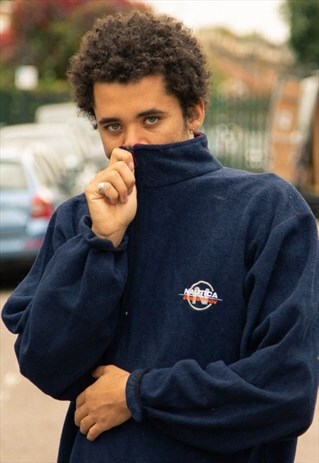 RETRO NAUTICA QUARTER ZIP FLEECE IN NAVY AND RED
