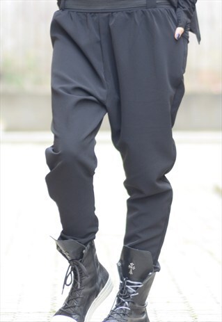 BLACK DROP CROTCH PANTS/HAREM PANTS