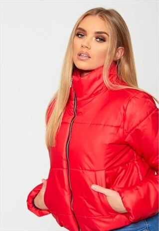 HIGH NECK CROPPED PUFFER COAT