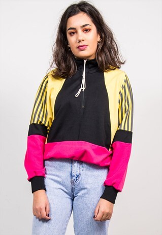 VINTAGE 90'S COLOURBLOCK PULLOVER TRACKSUIT TOP