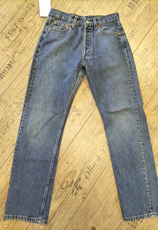 VINTAGE 80'S 501 MEDIUM BLUE STRAIGHT LEG LEVI JEANS
