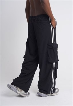 Cargo pocket joggers utility pants skater trousers in black
