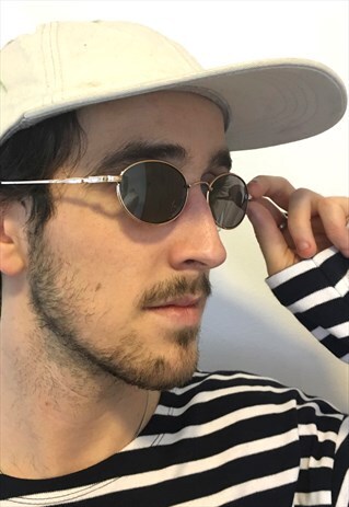 90S RAD SLIM SMALL OVAL METALLIC SUNGLASSES