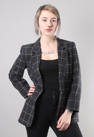 VINTAGE 80S MISS PENDLETON WOOL CHECK BLAZER JACKET