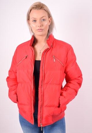 VERSACE WOMENS VINTAGE PADDED JACKET LARGE RED 90S