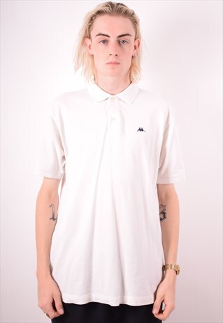 ROBE DI KAPPA MENS VINTAGE POLO SHIRT LARGE WHITE 90S