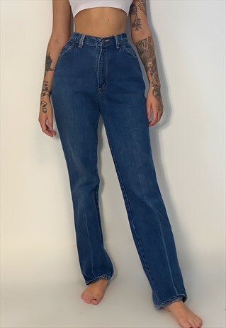 BLUE DENIM STRAIGHT LEG JEANS