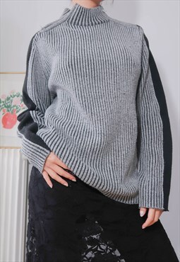 y2k gorpcore grey vintage ribbed sweater