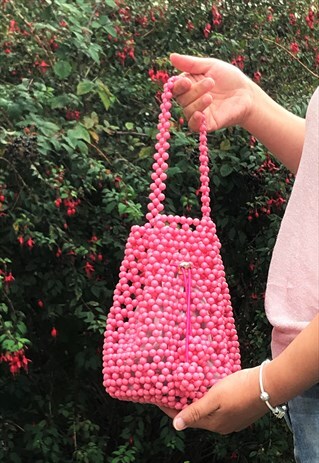 PINK BEADED HANDBAG