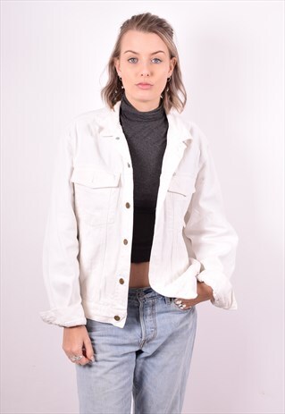 GUESS WOMENS VINTAGE DENIM JACKET XL WHITE 90'S