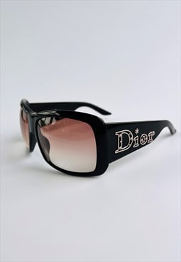 Christian Dior Sunglasses Logo Black Brown Square Oversized 