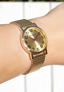 All Gold Watch with Expander Strap