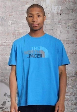 VINTAGE THE NORTH FACE PRINT LOGO T-SHIRT BLUE