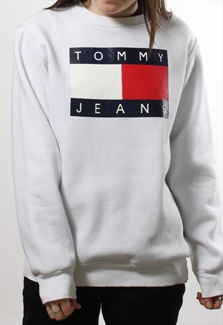 VINTAGE TOMMY HILFIGER JEANS WHITE FLAG SWEATSHIRT