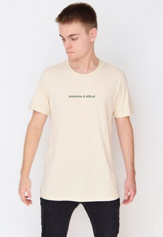 BEIGE EXPENSIVE & DIFFICULT (GREEN) T-SHIRT