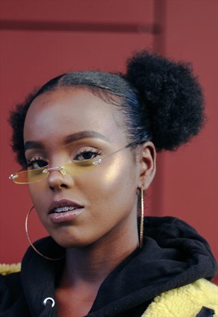 BARELY THERE RIMLESS YELLOW VINTAGE SUNGLASSES 80S 90S