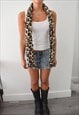 VINTAGE Y2K ANIMAL PRINT SKINNY SCARF WITH TASSELLS 