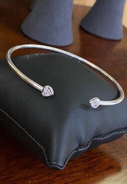 Sterling Silver Heart Adjustable Torque Cuff, Women's Gift