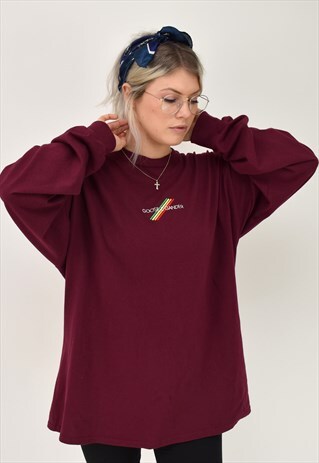 G&G UNISEX BURGUNDY CUFFED L/S MULTI LINES TEE