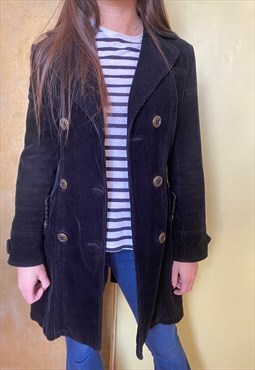 Designer corduroy black Gold Buttoned Coat Small Jacket 
