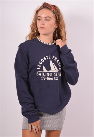 VINTAGE LACOSTE SWEATSHIRT JUMPER NAVY BLUE