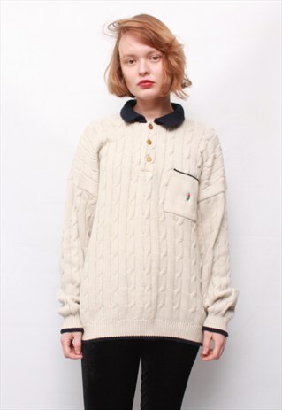 VINTAGE 90' BEAUTIFUL CUTE CREAM UNISEX JUMPER