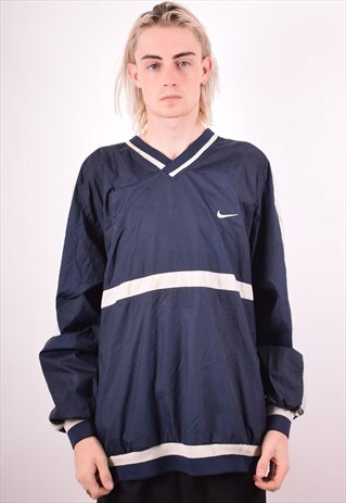 NIKE MENS VINTAGE PULLOVER JACKET XL NAVY BLUE 90S