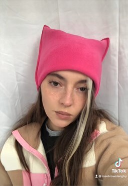 Hot Pink Beanie with Ears