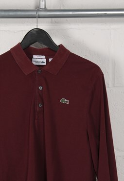 Vintage Lacoste Sport Polo Shirt in Burgundy Red XL
