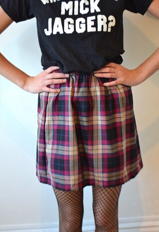 VINTAGE 90'S GRUNGE CHECKED TARTAN MINI SKIRT