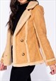 LIGHT BROWN FAUX SUEDE & SHEARLING JACKET / COAT