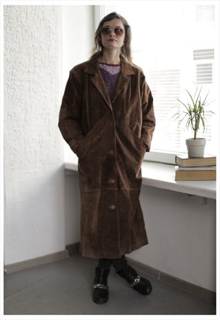VINTAGE 80'S MAXI BROWN SUEDE COAT