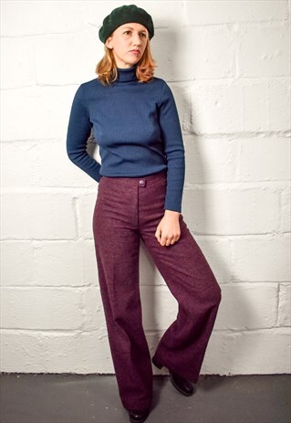 VINTAGE 70S WIDE LEG WOOL TROUSERS