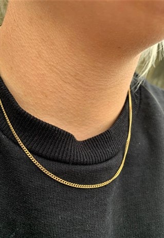 THIN GOLD CURB CHAIN NECKLACE