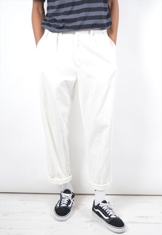 POLO RALPH LAUREN MENS VINTAGE TROUSERS W33 L32 WHITE 90S
