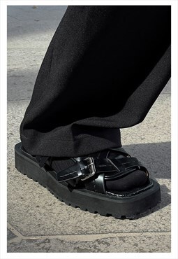 Platform sandals edgy high fashion chunky sole Gothic shoes