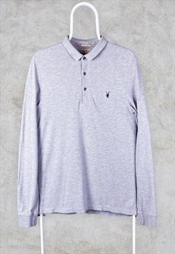 Vintage Grey All Saints Polo Shirt Long Sleeve Small