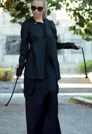 LINEN COAT WITH EXSTRA LONG SLEEVES/ PLUS SIZE COAT