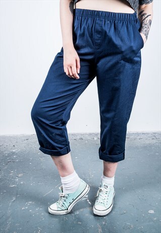 VINTAGE 1990S BLUE HIGH-WAISTED TROUSERS