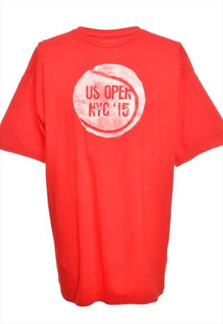 Vintage Red US Open Printed T-shirt - XL
