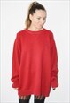 Vintage 90s TOMMY HILFIGER Red Embroidered Sweatshirt Jumper