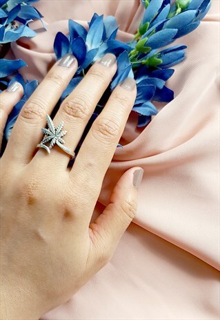 VINTAGE MARIJUANA LEAF STERLING SILVER RING SIZE N