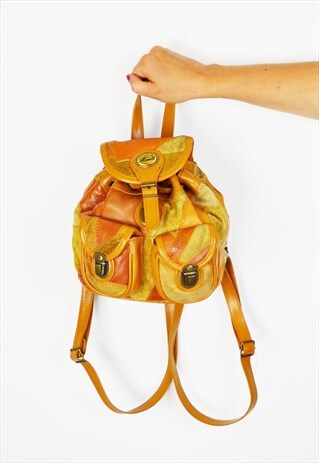 TAN SUEDE PATCHWORK BACKPACK BAG