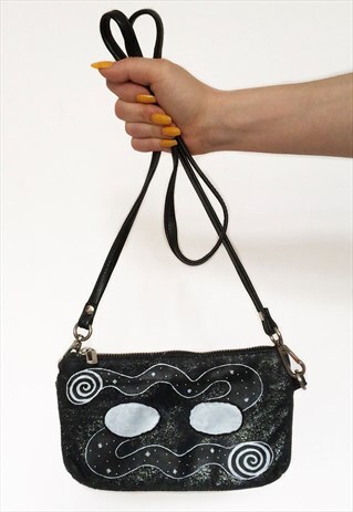 WHAT YOU SEE HANDPAINTED GLITTER CROSSBODY BAG