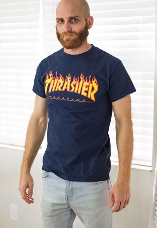 VINTAGE THRASHER T-SHIRT LOGO 90S S 5.9