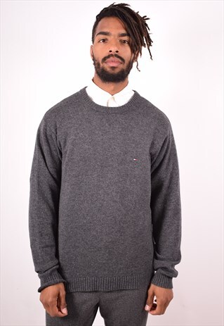 TOMMY HILFIGER MENS VINTAGE JUMPER SWEATER XL GREY 90S