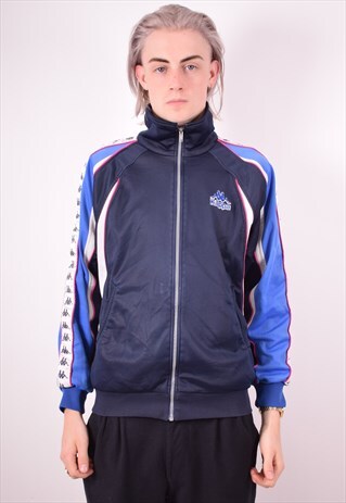 KAPPA MENS VINTAGE TRACKSUIT TOP JACKET LARGE NAVY BLUE 90S