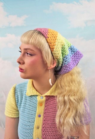 CROCHET PASTEL PRIDE BERMUDA BANDANA