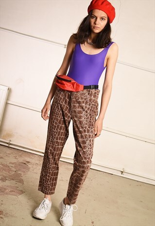 Y2K RETRO HIGHWAISTED ANIMAL PRINT DENIM JEANS