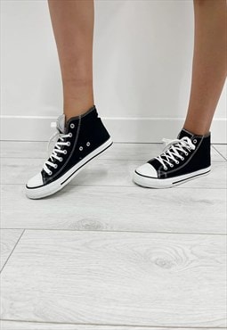 justyouroutfit High Top Canvas Trainers Black